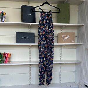 Girls Polo Ralph Lauren Floral Jumpsuit - Navy and Multicolor